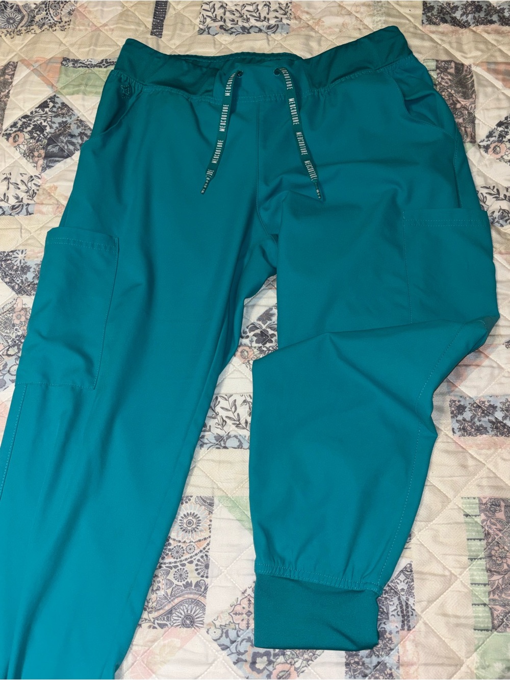 Med Couture Teal Drawstring Cargo Joggers
